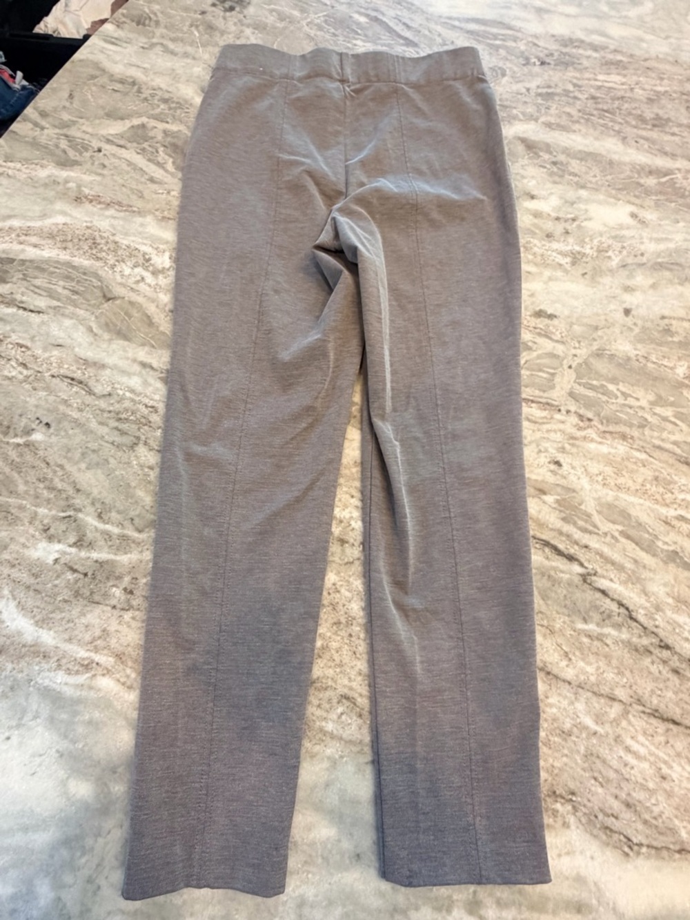 Thalian Pull On Pants Neutral Grey Taupe Straight Leg Comfort Stretch Casual S